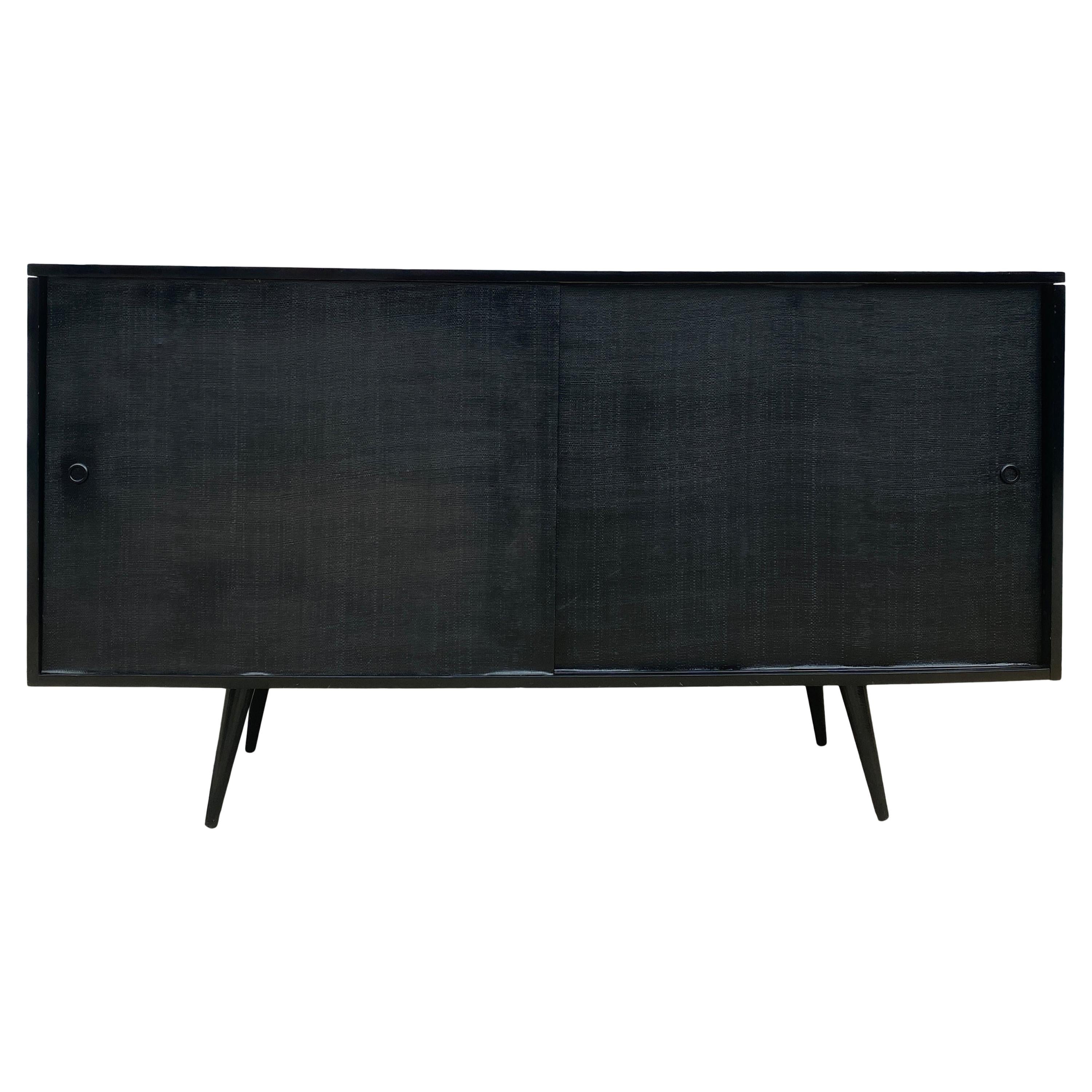 Midcentury All Black Credenza Paul McCobb Planner Group #1514 Black Lacquer