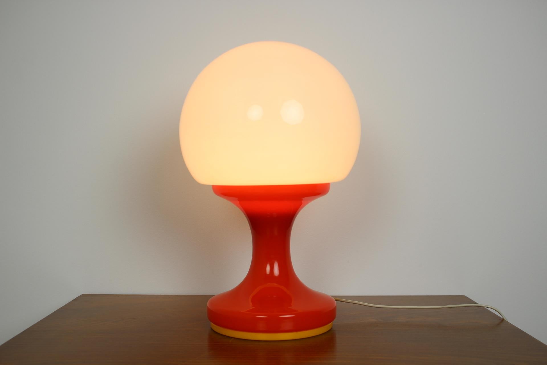 Late 20th Century Midcentury All Glass Table Lamp for Valasske Mezirici, Czechoslovakia, 1970s For Sale
