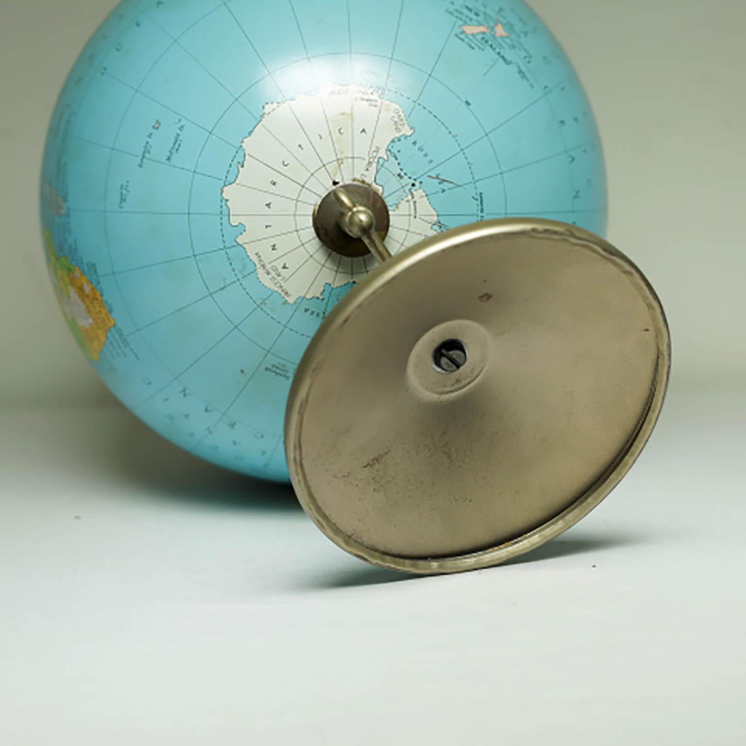 Midcentury All Metal World Globe, circa 1960s In Excellent Condition In San Francisco, CA