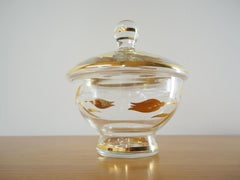 Midcentury All Glass Sugar Bowl by Bohemia Crystal Czechoslovakia, 1950s