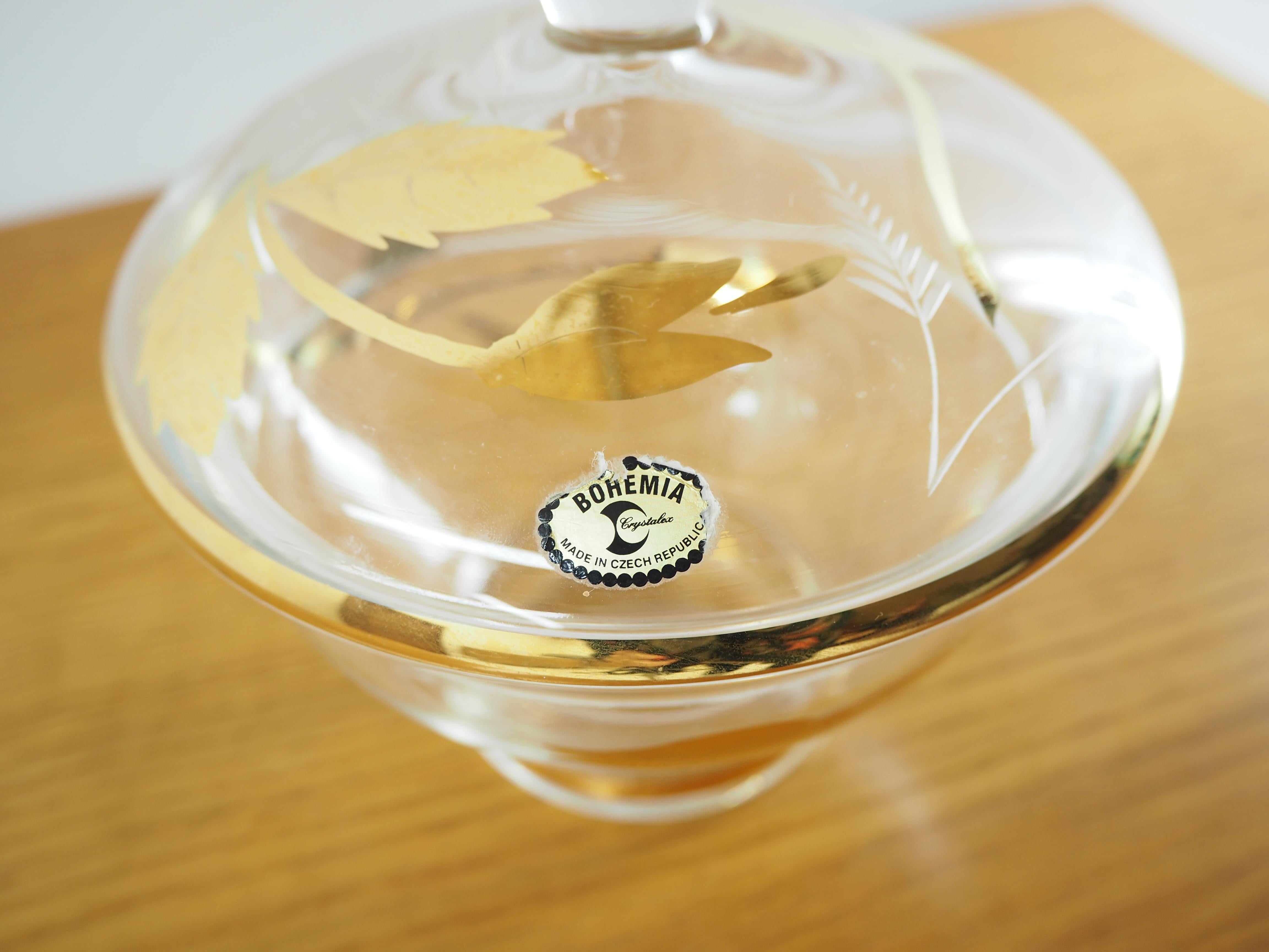 Mid-20th Century Midcentury All Glass Sugar Bowl by Bohemia Crystal Czechoslovakia, 1950s For Sale