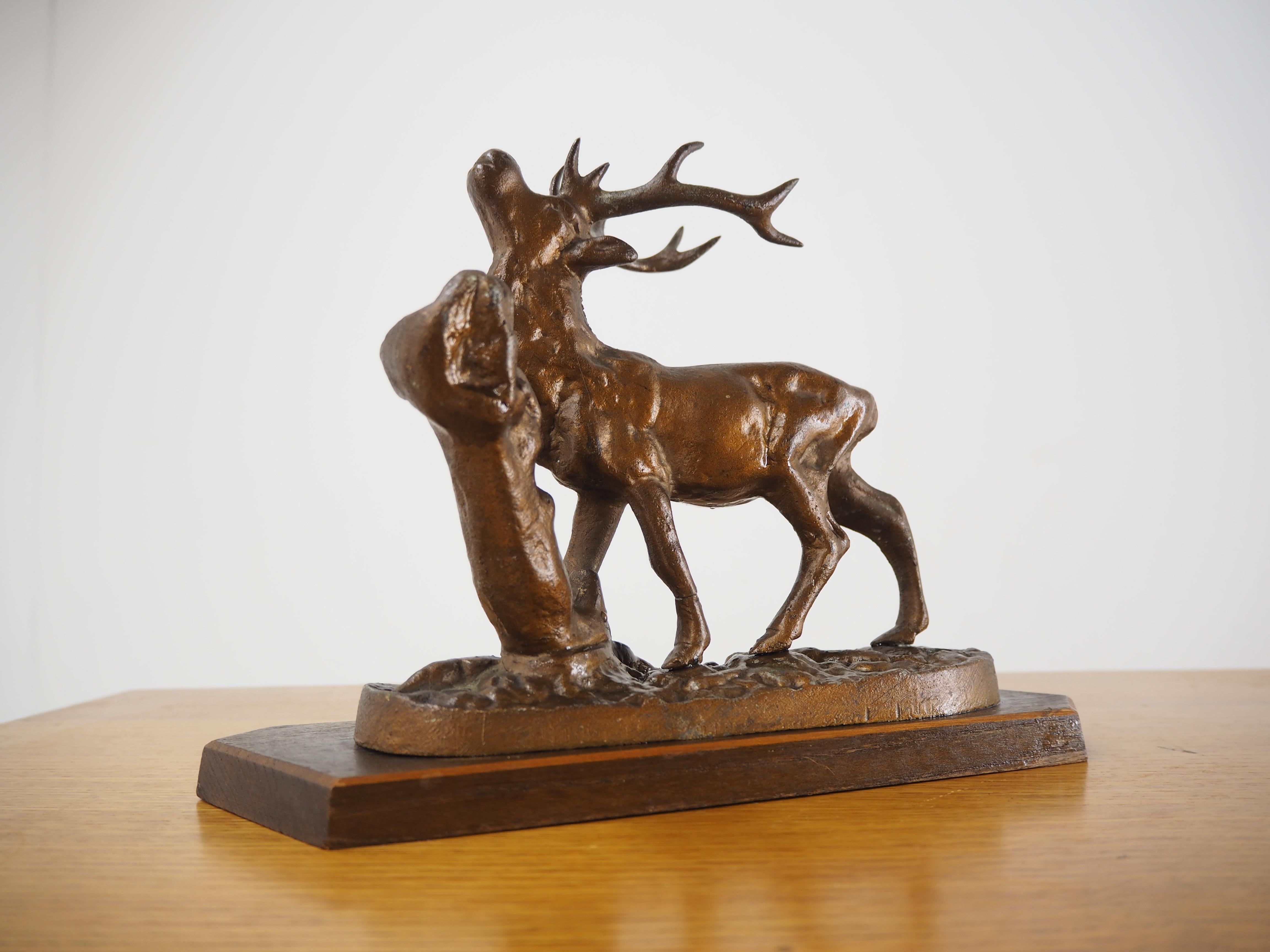 Mid-20th Century Midcentury Alloy Deer Sculpture, Czechoslovakia, 1960s For Sale