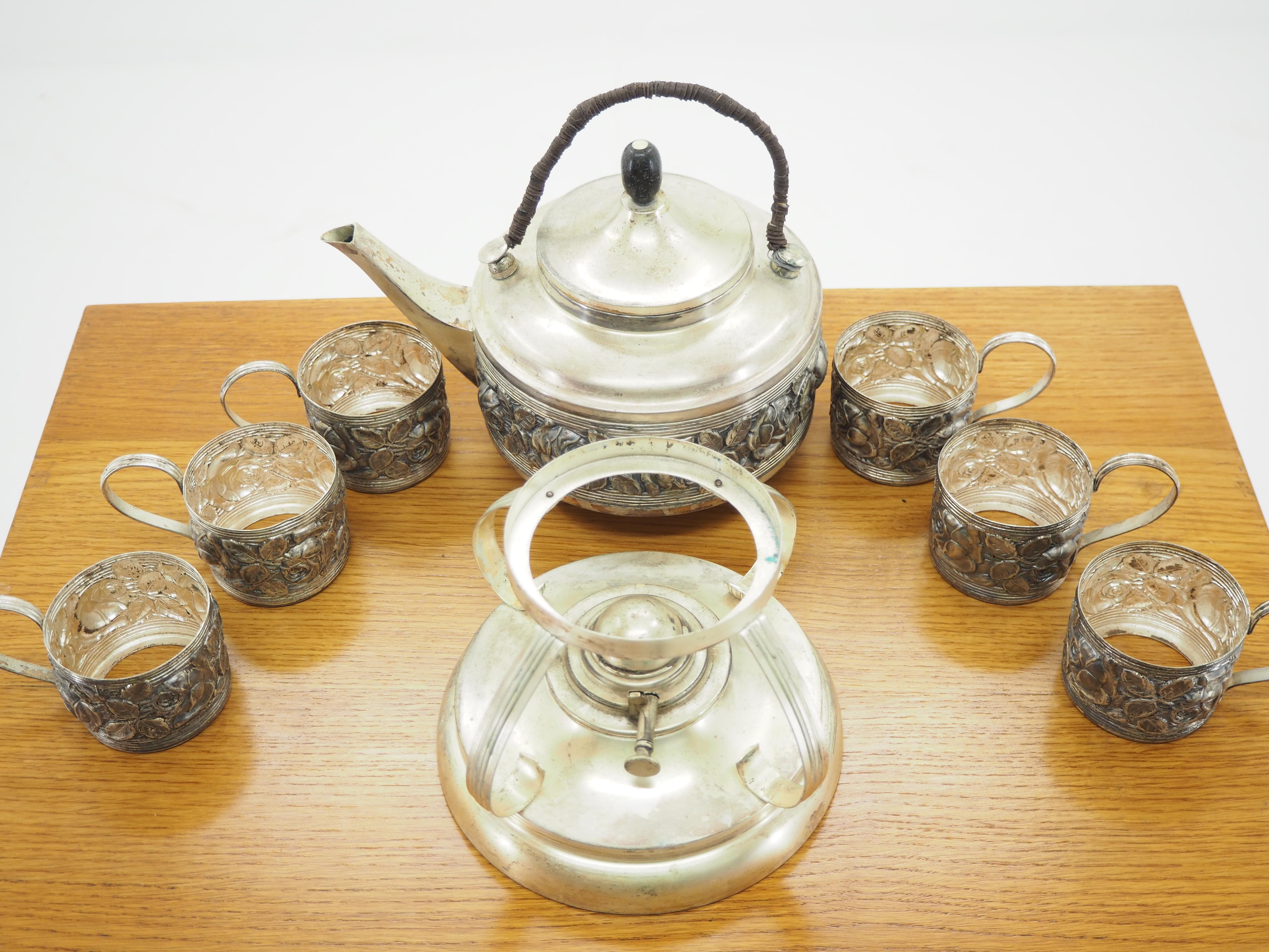Alpaka-Kaffee-/Teeservice aus der Jahrhundertmitte, 1960er Jahre (Mitte des 20. Jahrhunderts) im Angebot