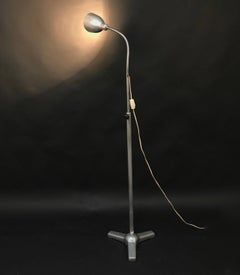 Midcentury Aluminium and Steel Industrial Medical Italian Floor Lamp 1950s