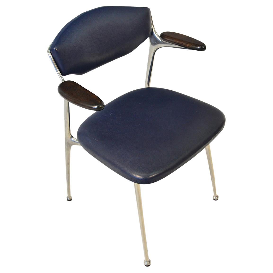 Midcentury Aluminum & Leather Desk Chair