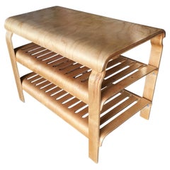 Midcentury Alvar Aalto Inspired Bent Plywood 3-Tier Side Table