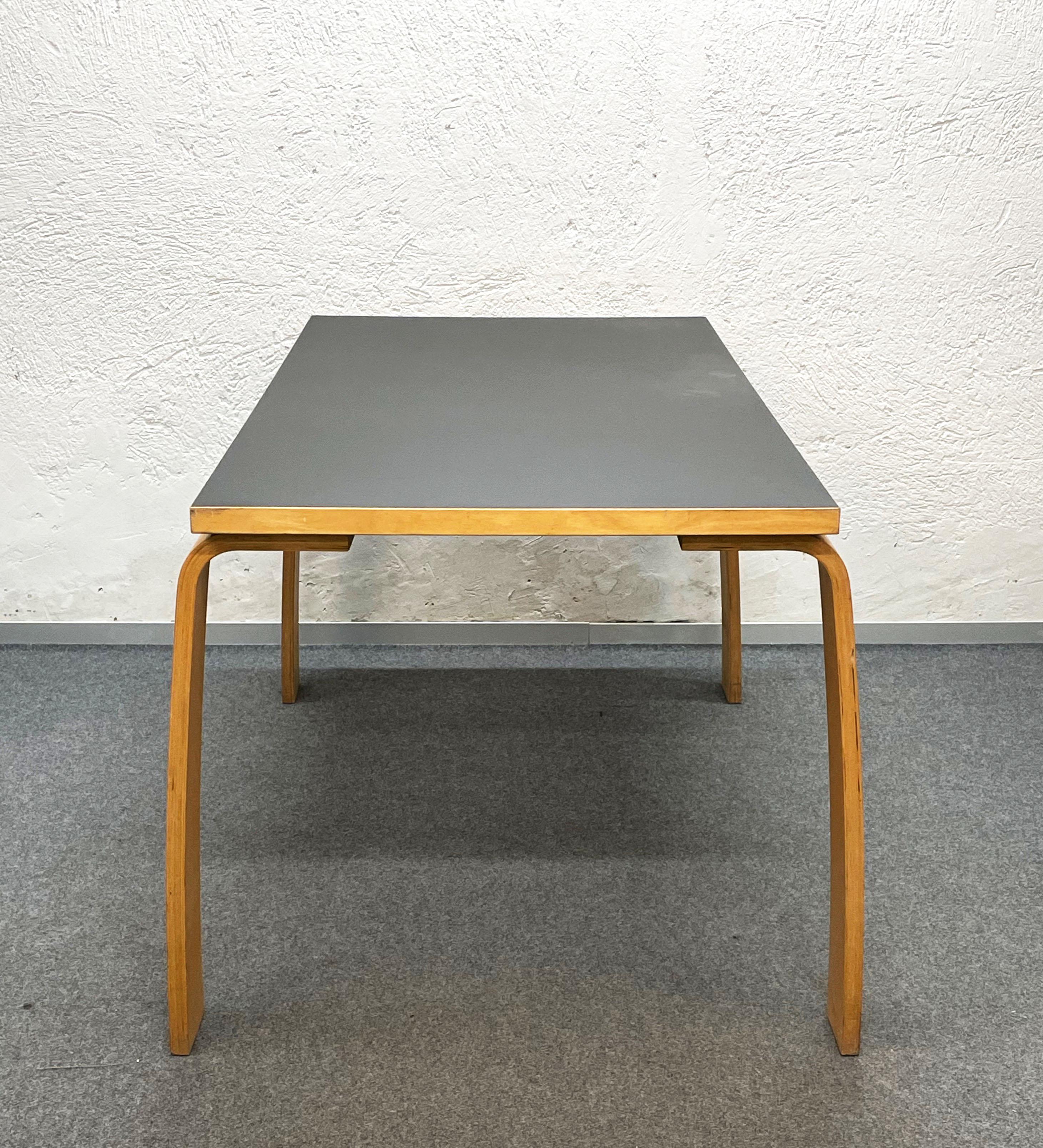 Midcentury Alvar Aalto Style Grey Formica and Wood Italian Dining Table, 1980s 5