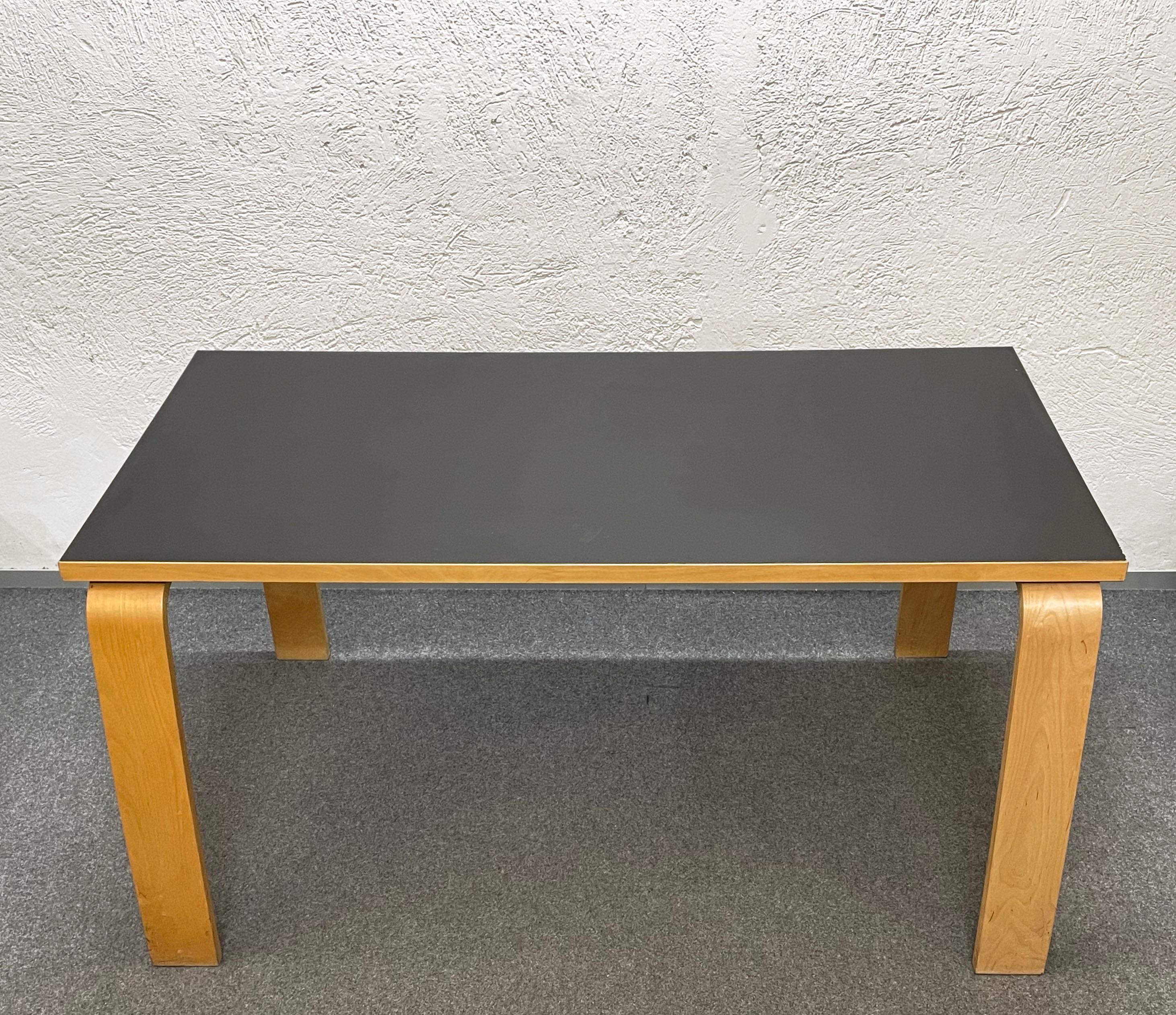 Midcentury Alvar Aalto Style Grey Formica and Wood Italian Dining Table, 1980s 1