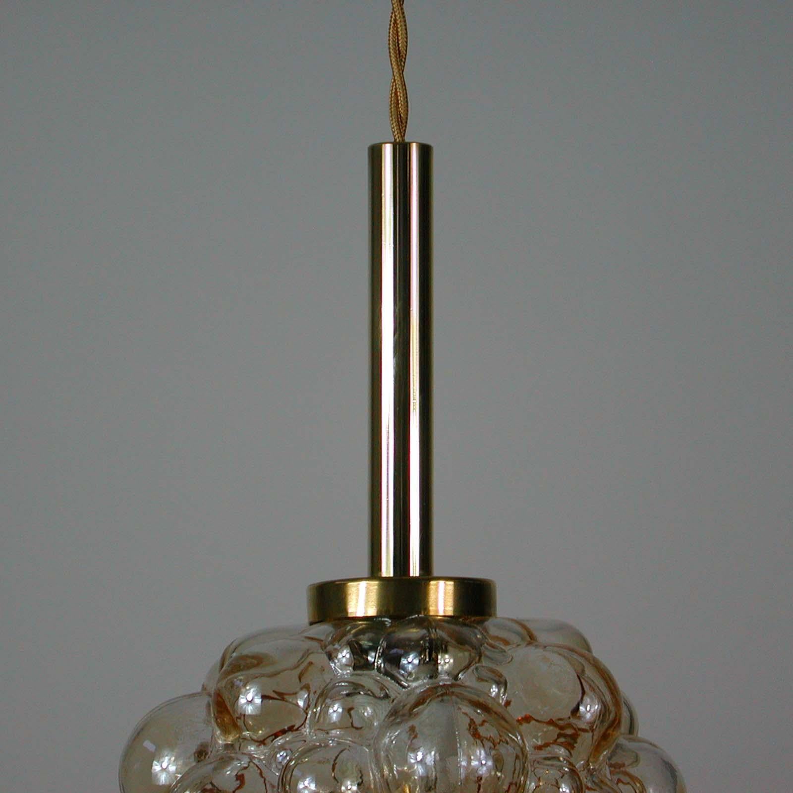 Brass Midcentury Amber Bubble Pendant by Helena Tynell for Limburg, 1960s For Sale