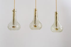 Lampes en verre ambré du milieu du siècle dernier avec laiton par Helena Tynell pour Limburg, années 1960