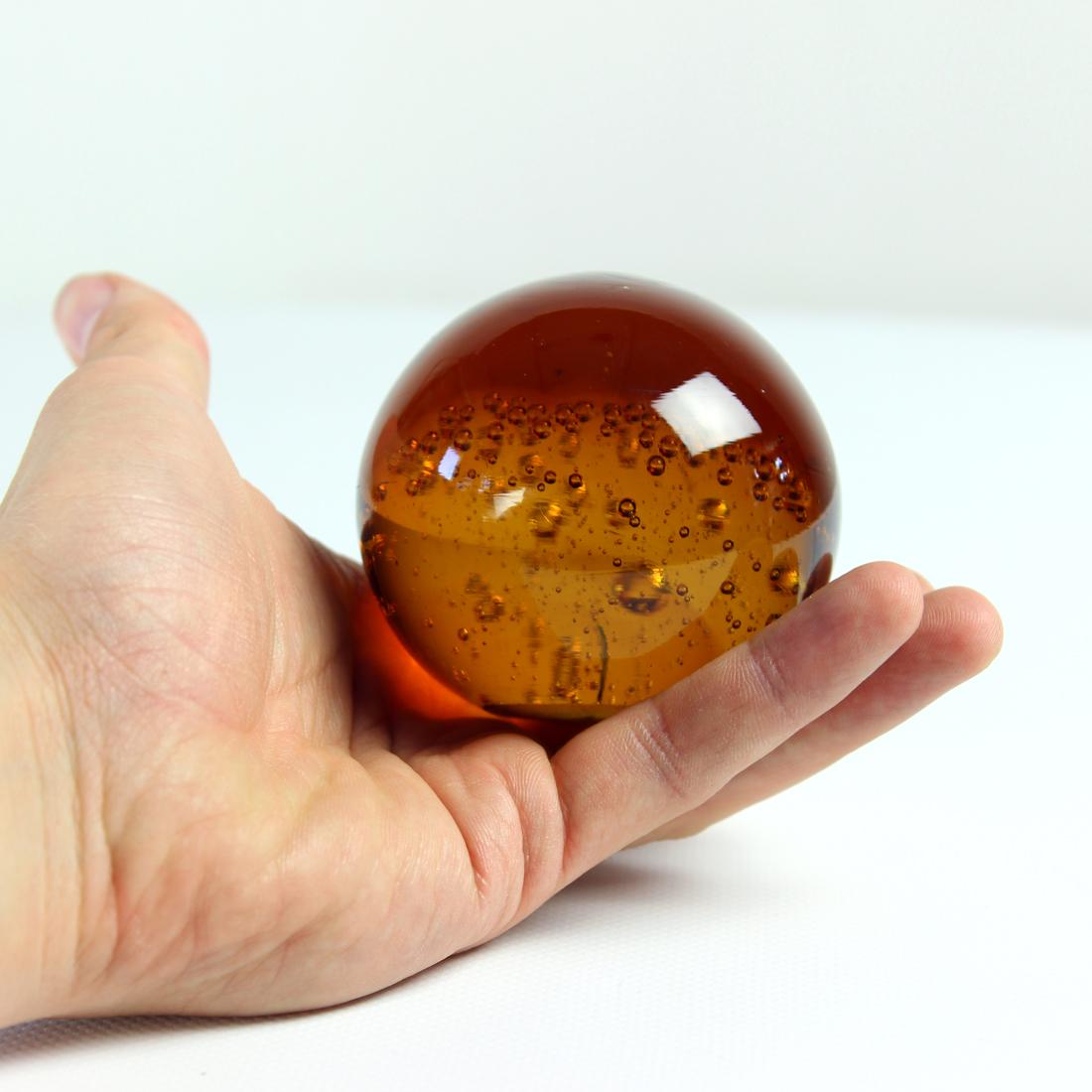 Mid-Century Modern Midcentury Amber Glass Paper Weight By Borske Sklo, 1960s