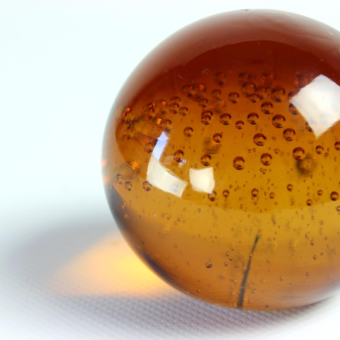 Czech Midcentury Amber Glass Paper Weight By Borske Sklo, 1960s