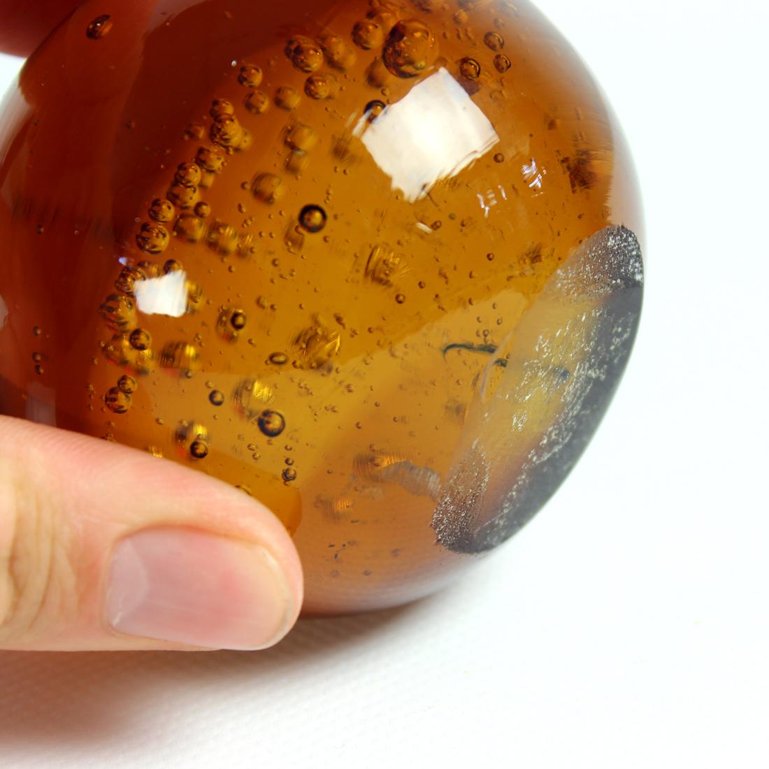 Midcentury Amber Glass Paper Weight By Borske Sklo, 1960s In Excellent Condition In Zohor, SK