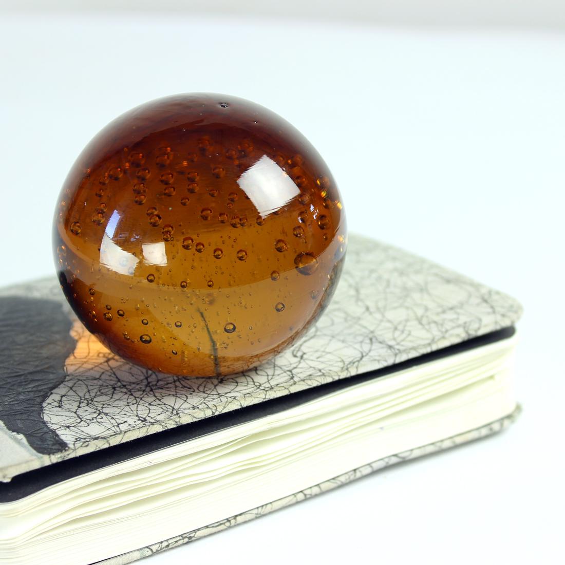 Midcentury Amber Glass Paper Weight By Borske Sklo, 1960s 2