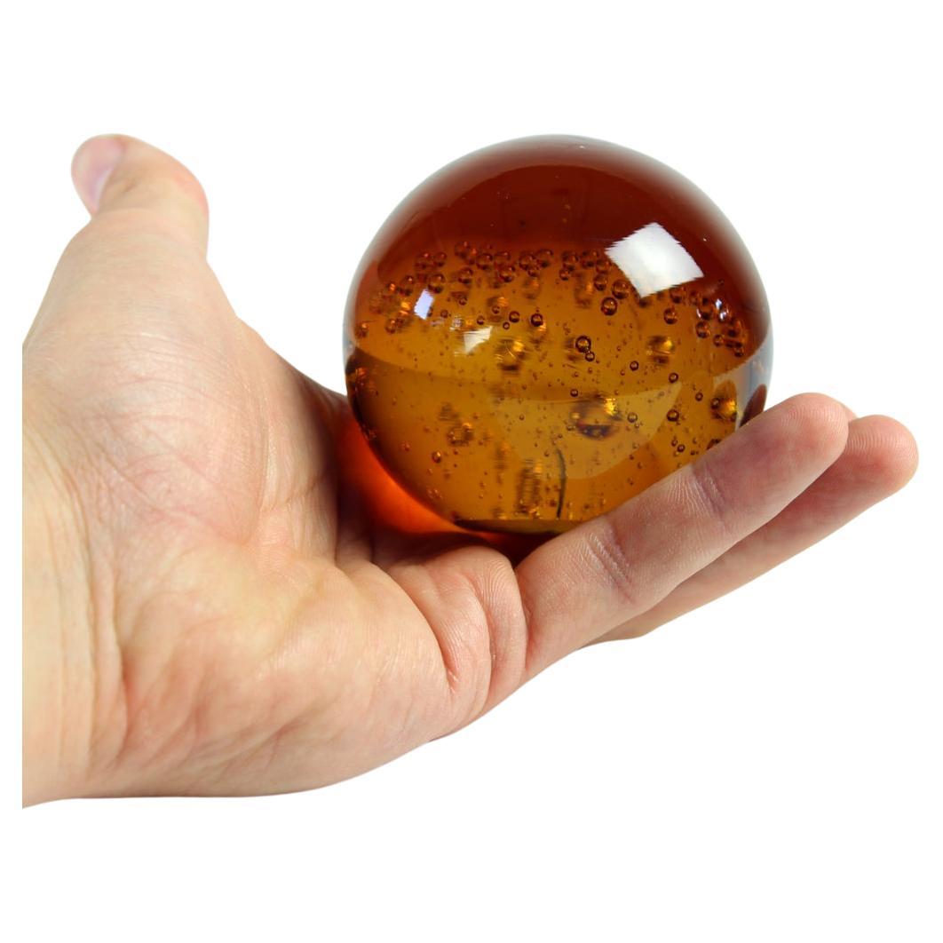Midcentury Amber Glass Paper Weight By Borske Sklo, 1960s