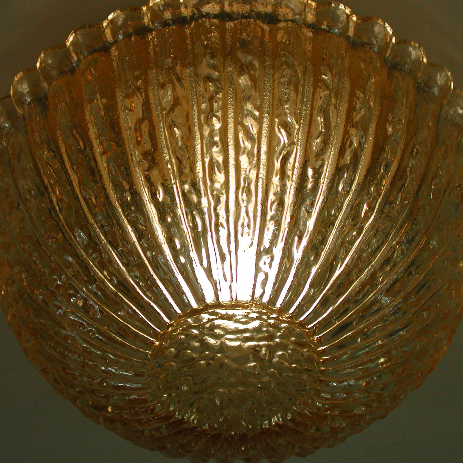 Empotrable de Murano con textura de ámbar de mediados de siglo, Limburg, Alemania Años 60 Aluminio en venta