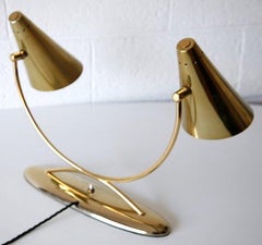 Midcentury American Brass Twin Desk or Side Lamp by Laurel