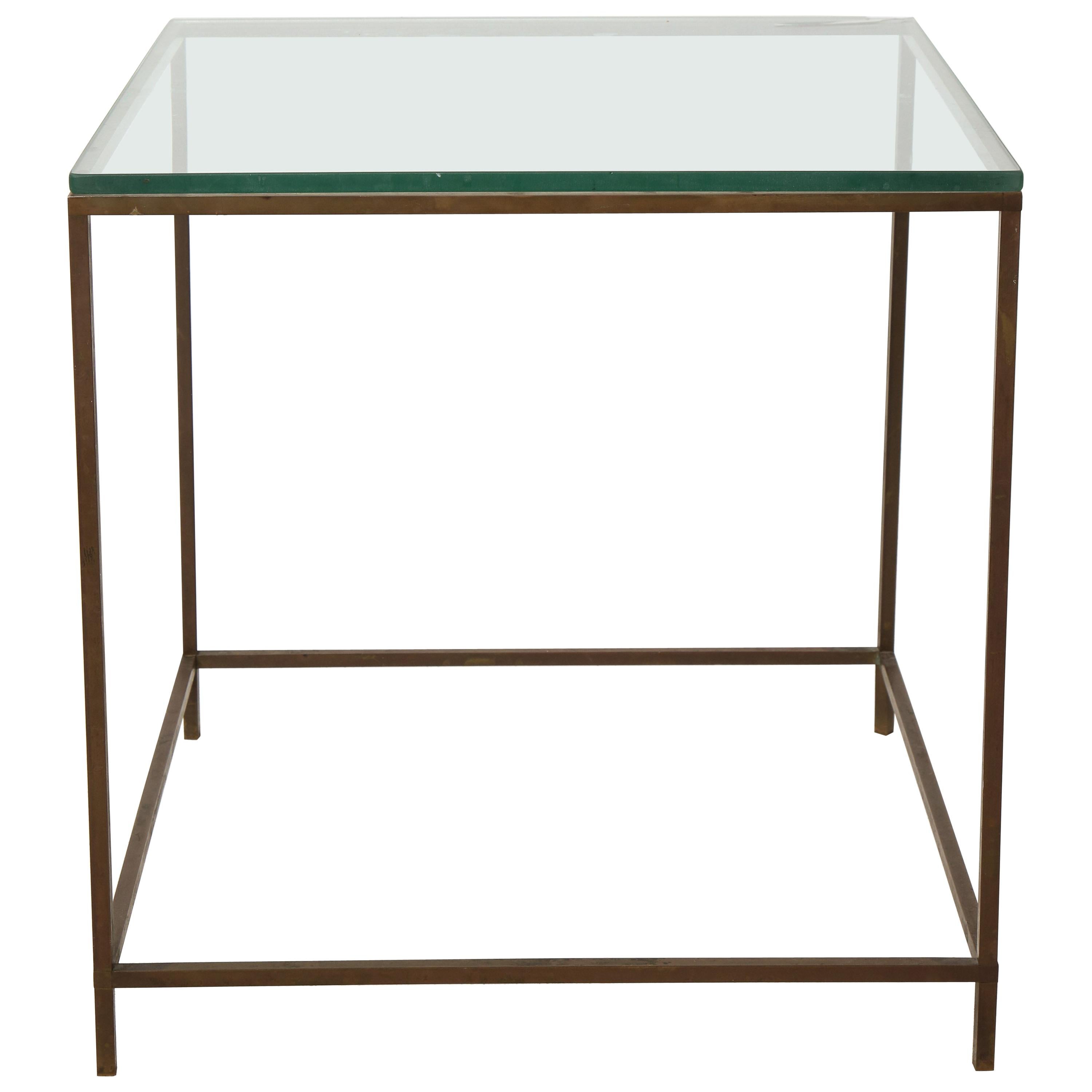 Midcentury American Bronze and Glass Side Table, circa 1950