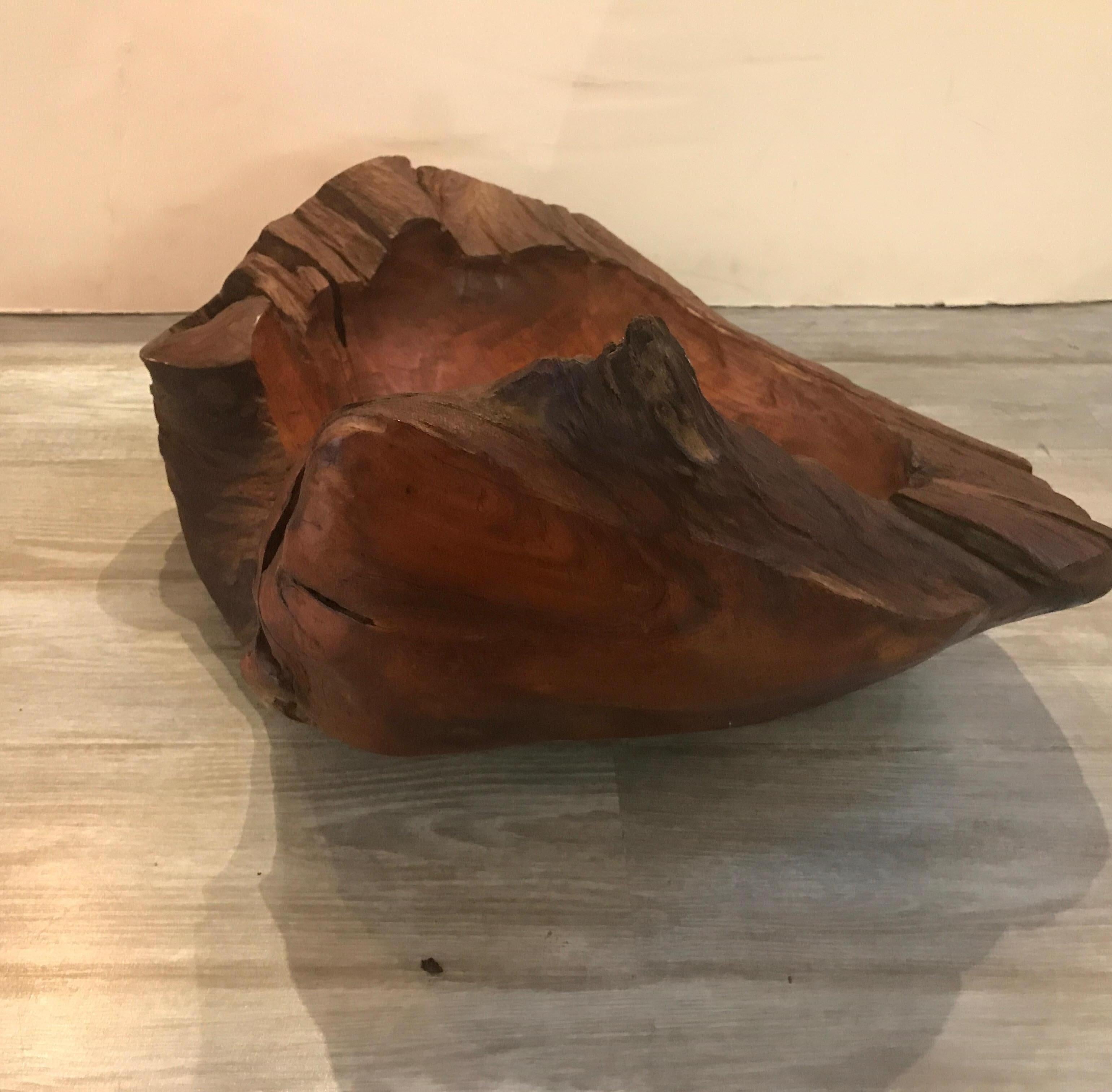 Hardwood Midcentury American Craft Artisan Hand Carved Bowl For Sale