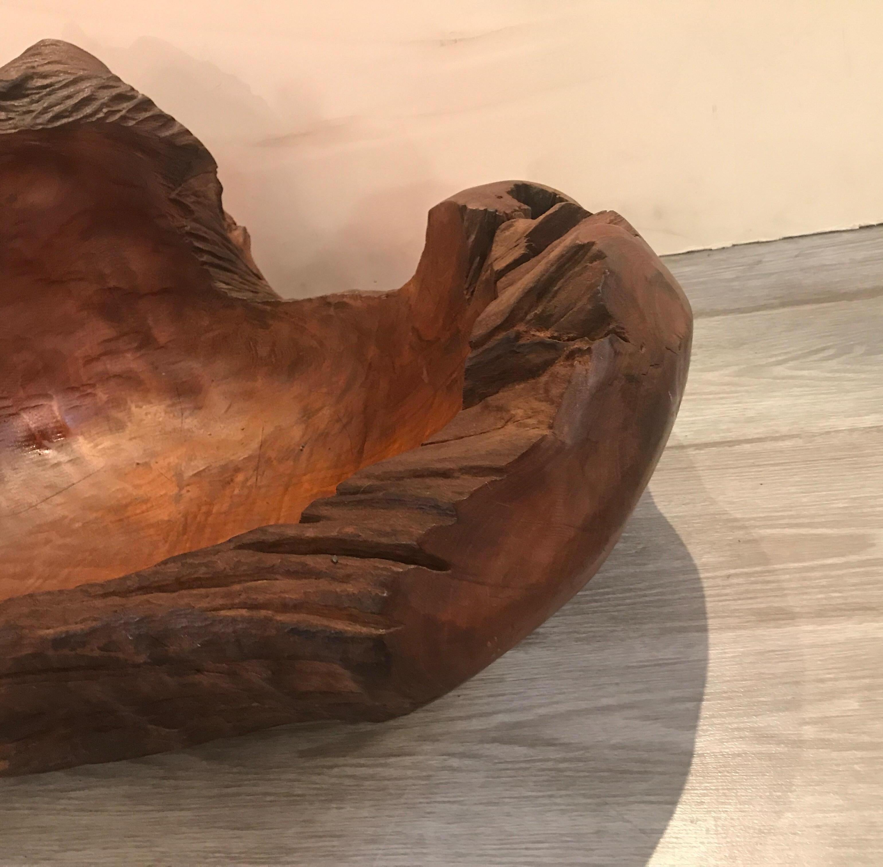 Midcentury American Craft Artisan Hand-Carved Bowl 4