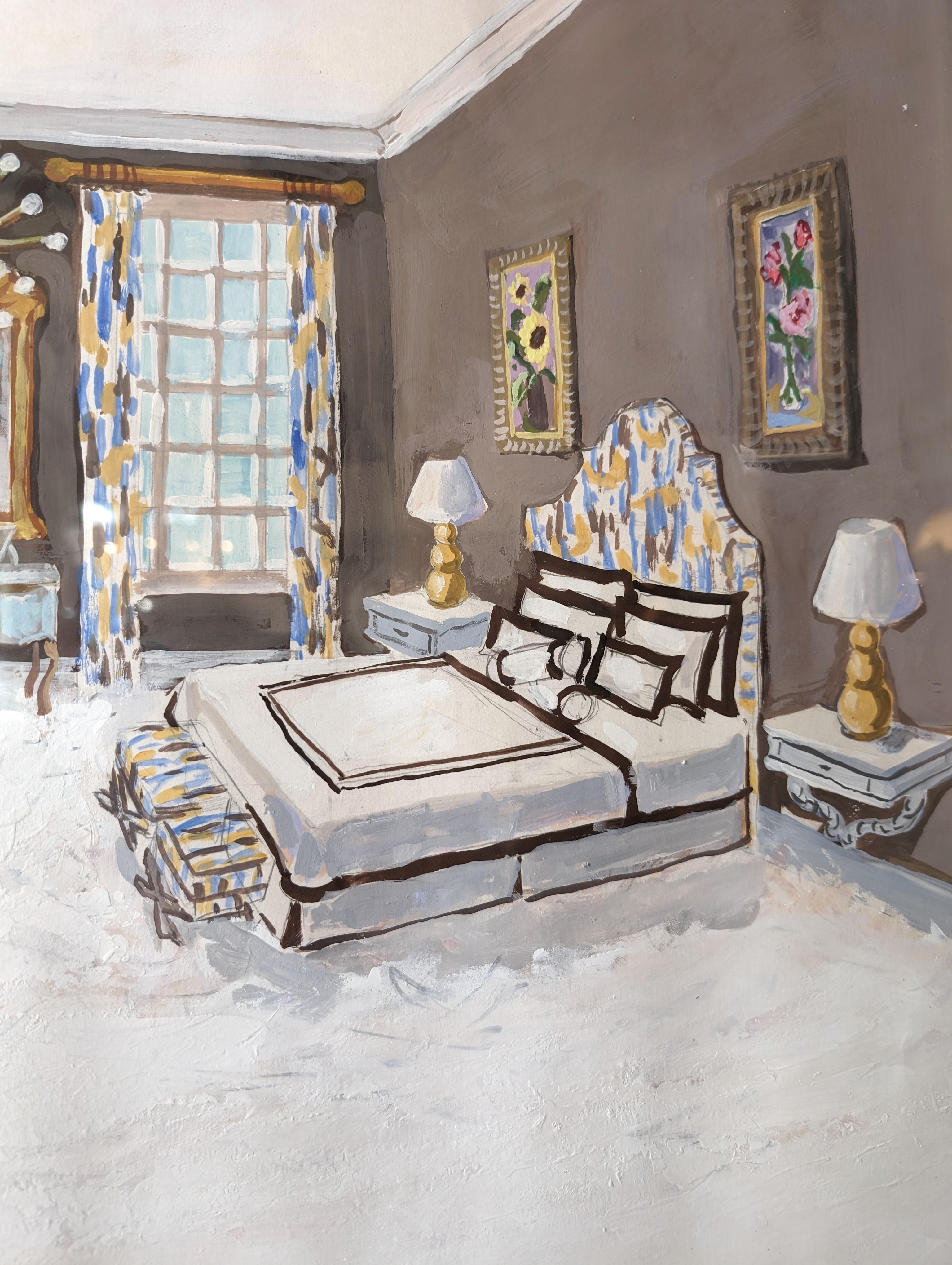 Pintura interior Hollywood Regency estilo Dorothy Draper americana de mediados de siglo en Bueno estado para la venta en Hastings, GB