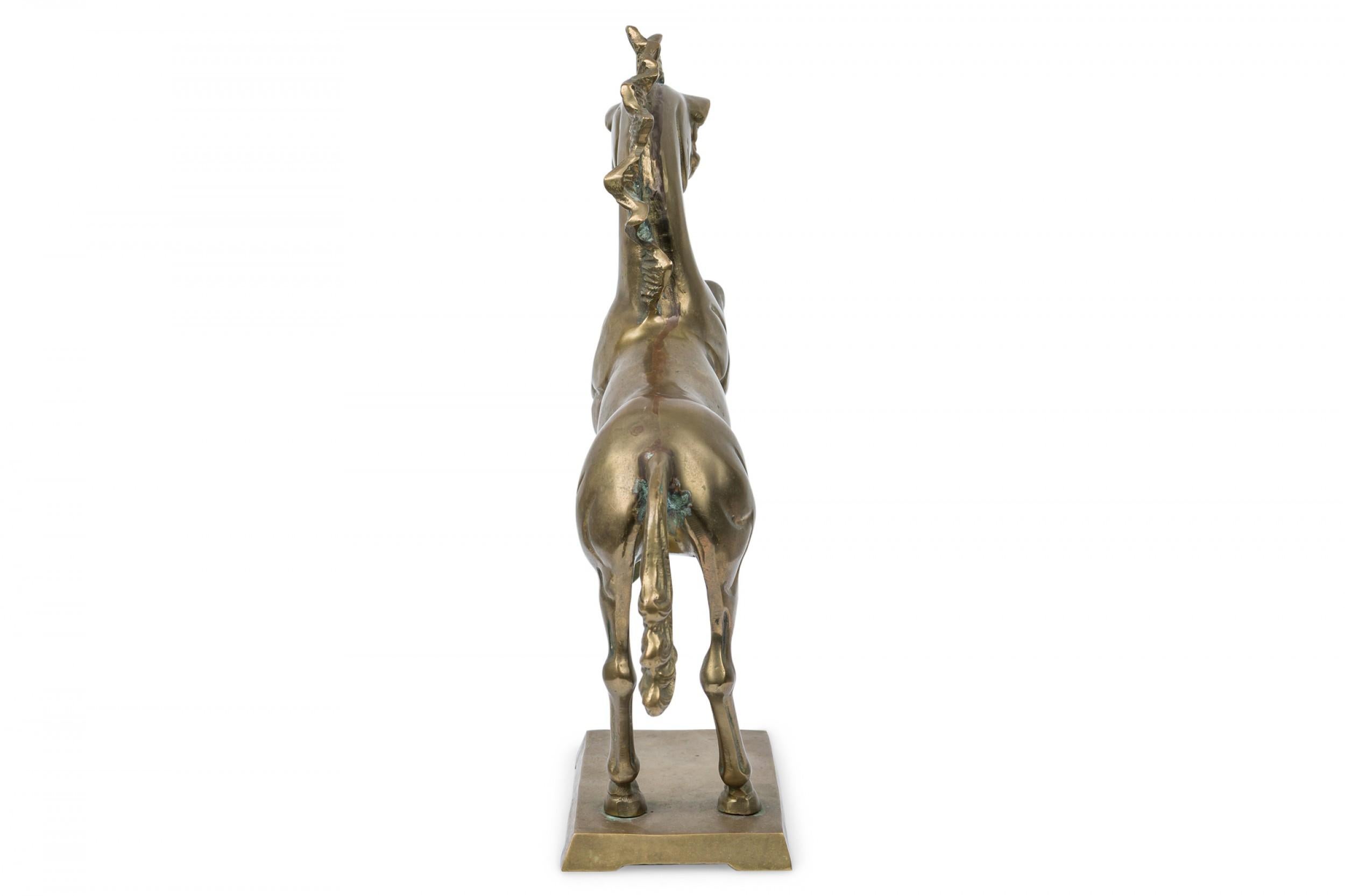Mid-Century Modern Midcentury American Modern Brass Unicorn Sculpture on Square Base For Sale