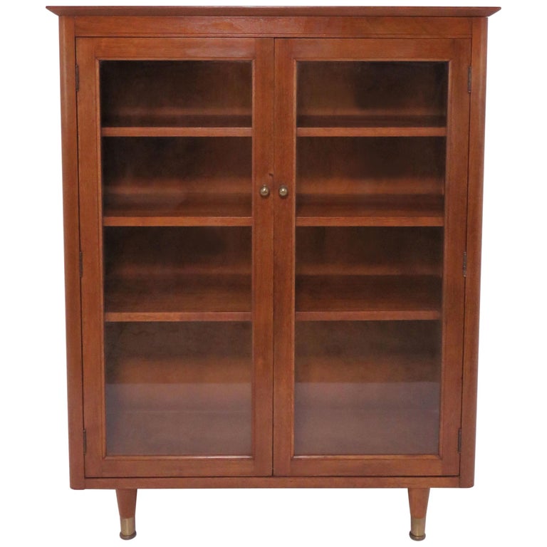 Midcentury American Modern Glass Door Book Case Circa 1960s At