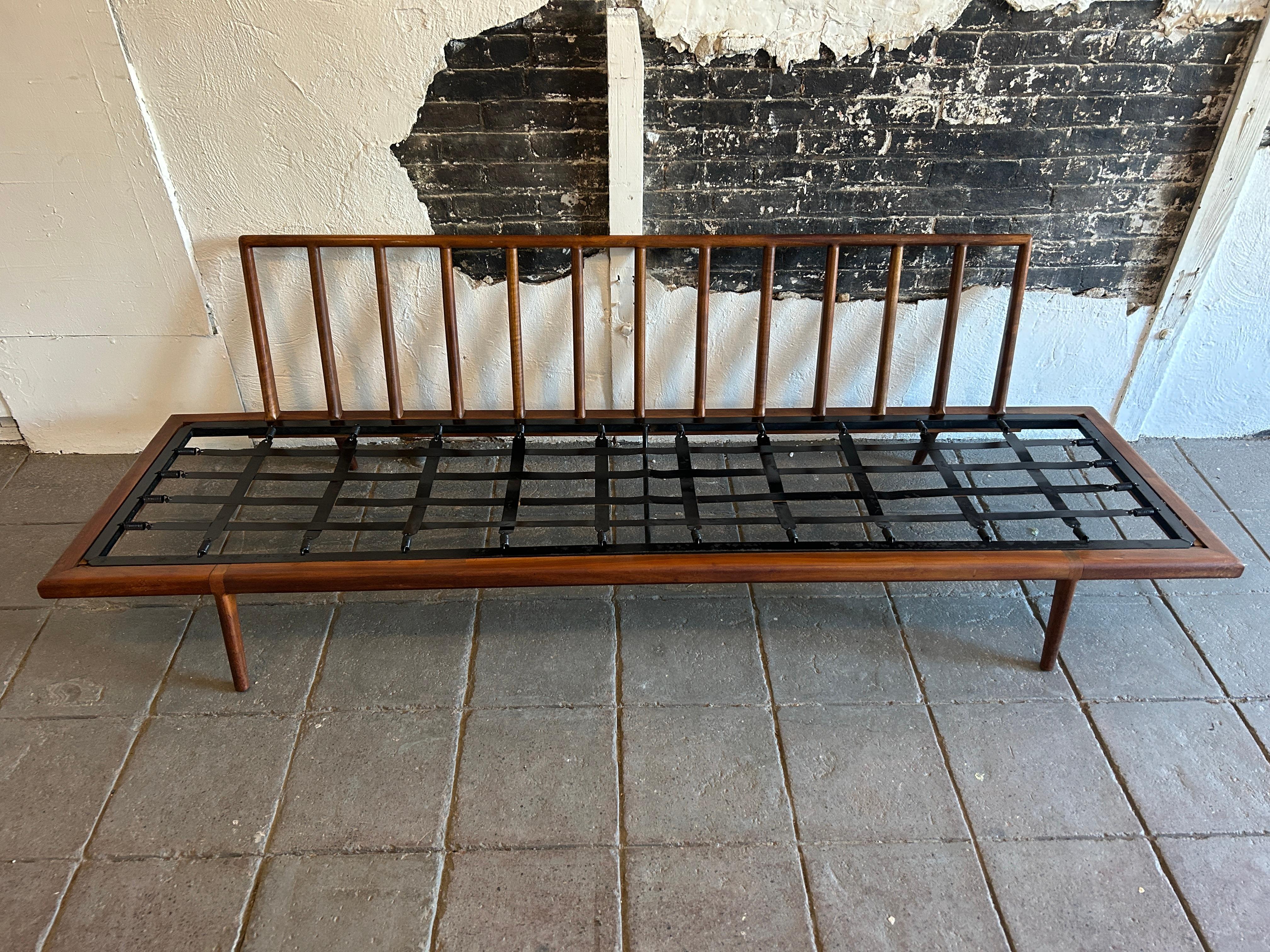 Steel Midcentury American Modern Mel Smilow Solid Walnut Frame Sofa or Daybed For Sale