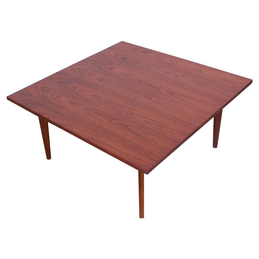 Midcentury American Modern Square Coffee Table in Walnut