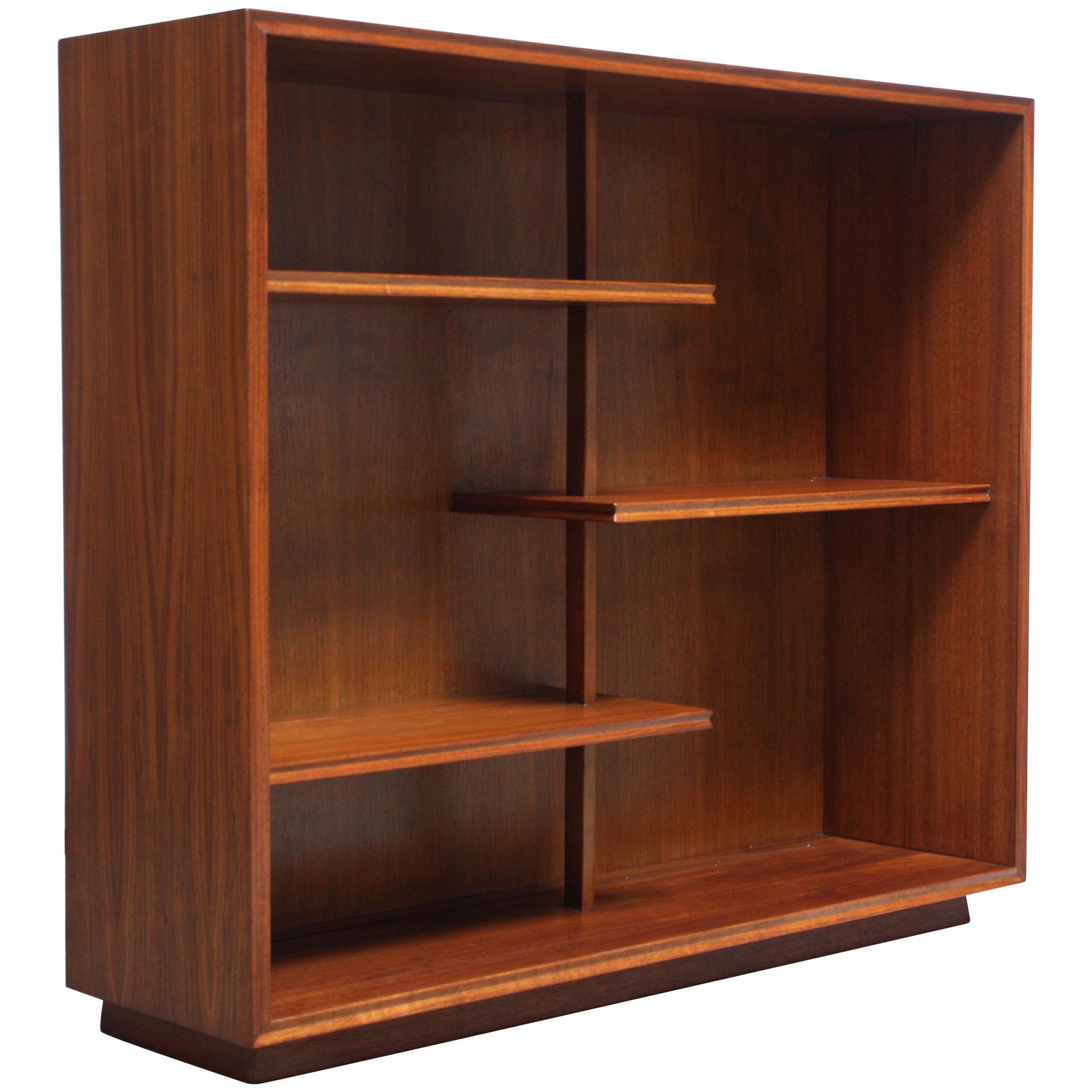 Midcentury American Modern Walnut Open Bookcase