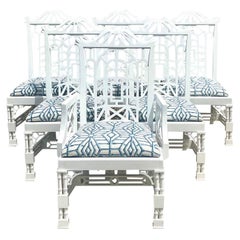Midcentury American of Martinsville Lacquered Pagoda Dining Chairs, Set of Six