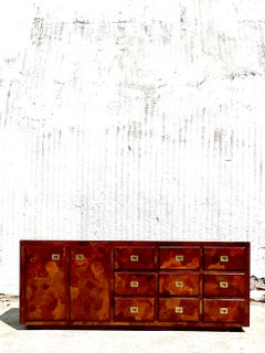 Midcentury American of Martinsville Patchwork Olive Wood Dresser