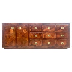 Midcentury American of Martinsville Patchwork Olive Wood Dresser
