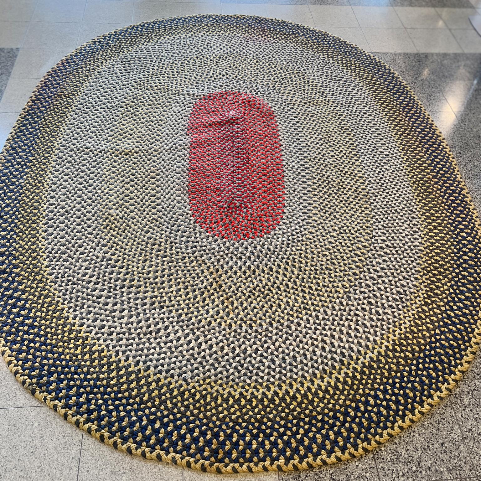 20th Century Midcentury American Oval Hooked Rug For Sale
