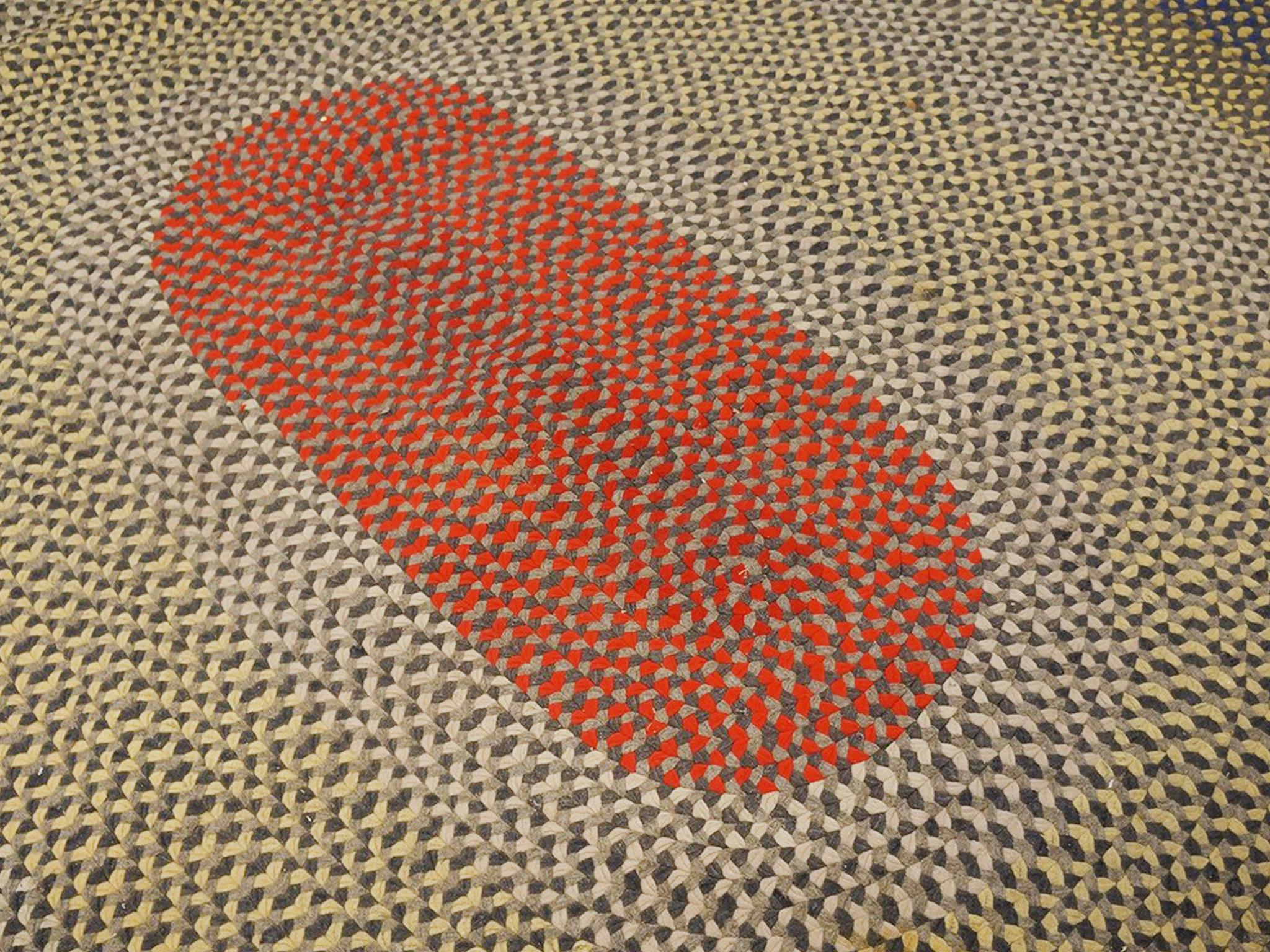 Wool Midcentury American Oval Hooked Rug For Sale