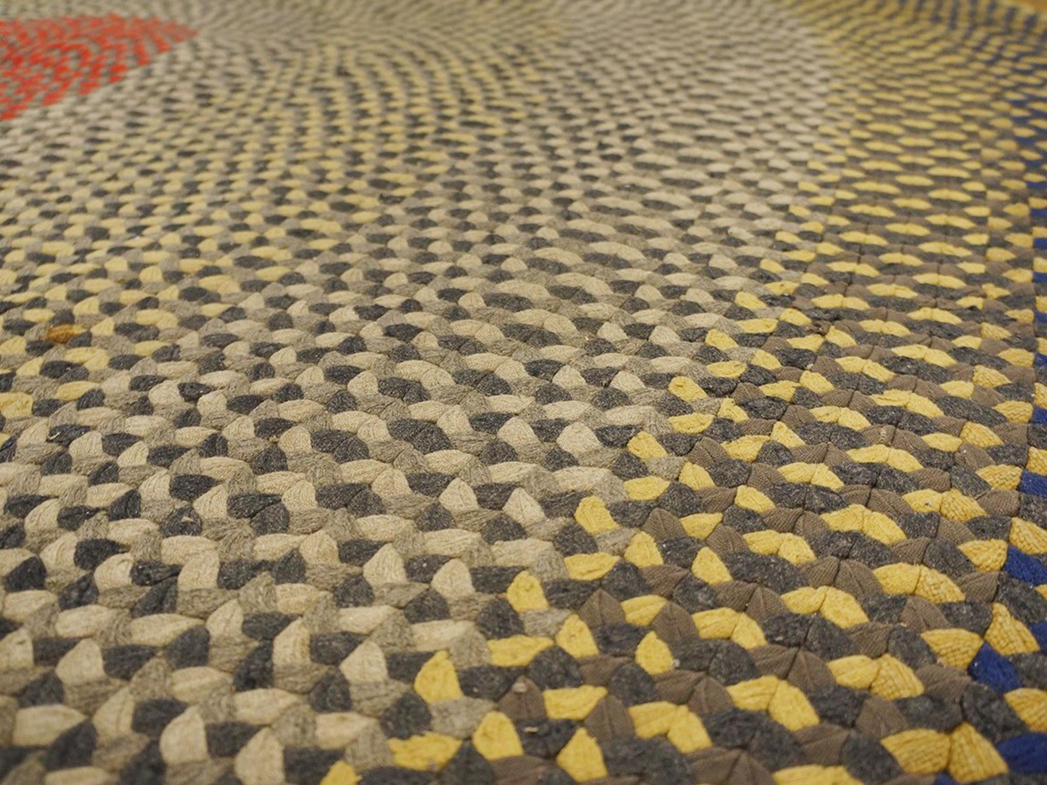 Midcentury American Oval Hooked Rug For Sale 2