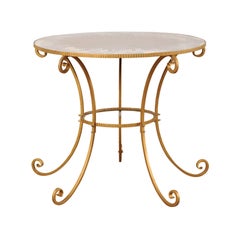Midcentury American Tall Center Table with Églomisé Sunburst Mirrored Top