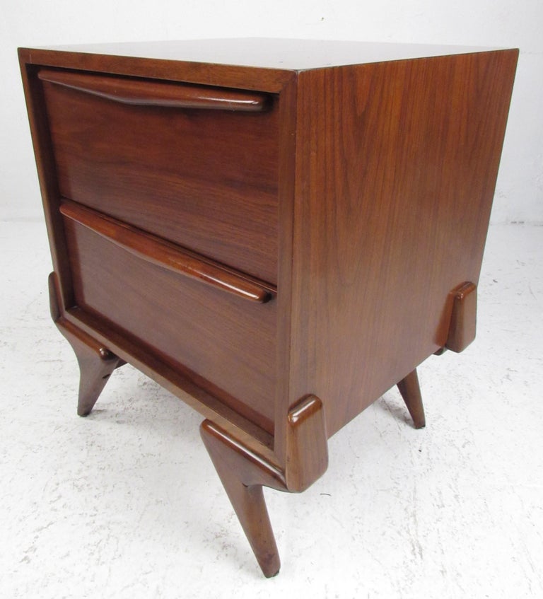 Midcentury American Walnut Dresser with Matching Nightstands For Sale