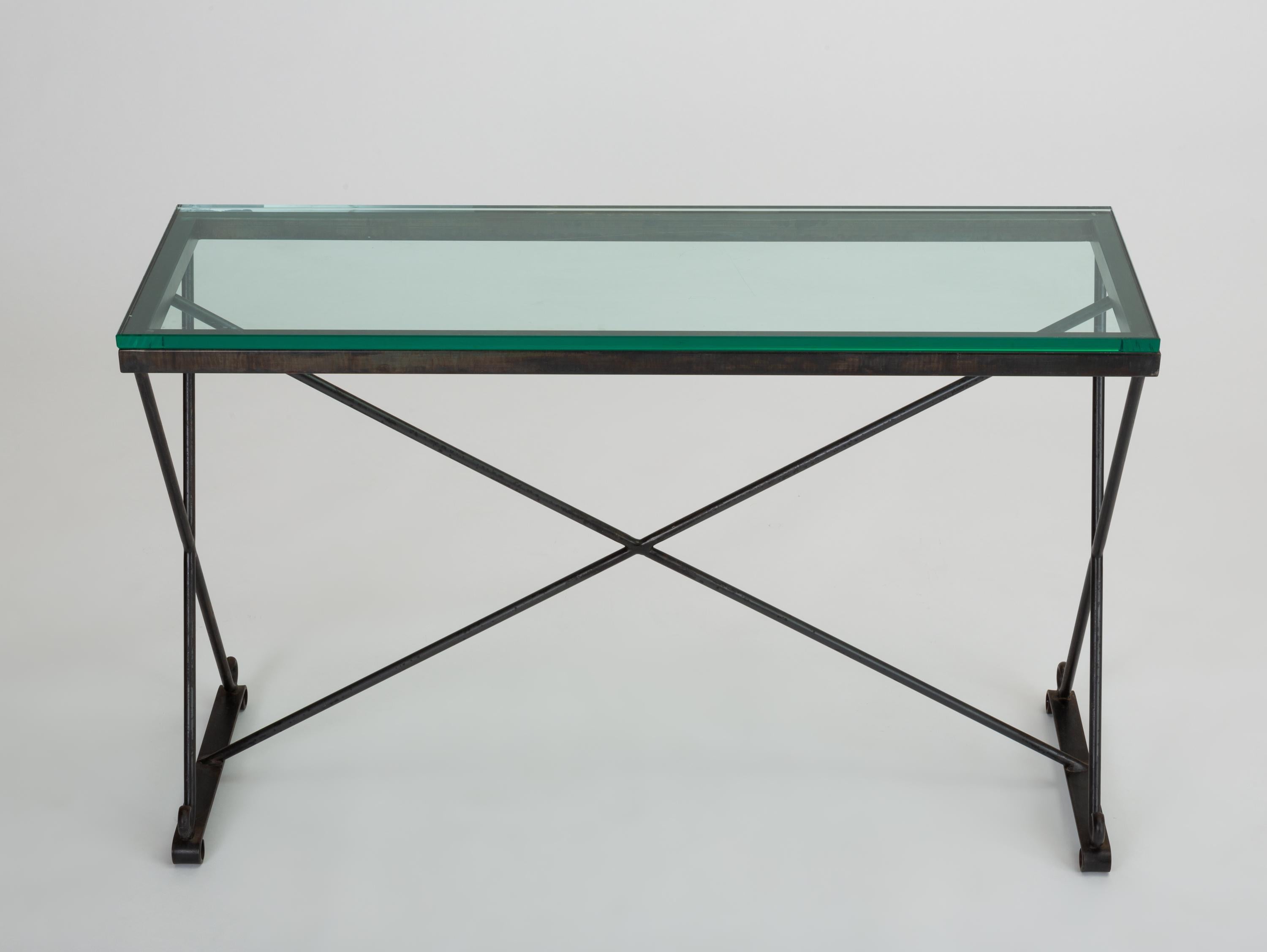 MidCentury American Wrought Iron Console Table In Good Condition In Los Angeles, CA