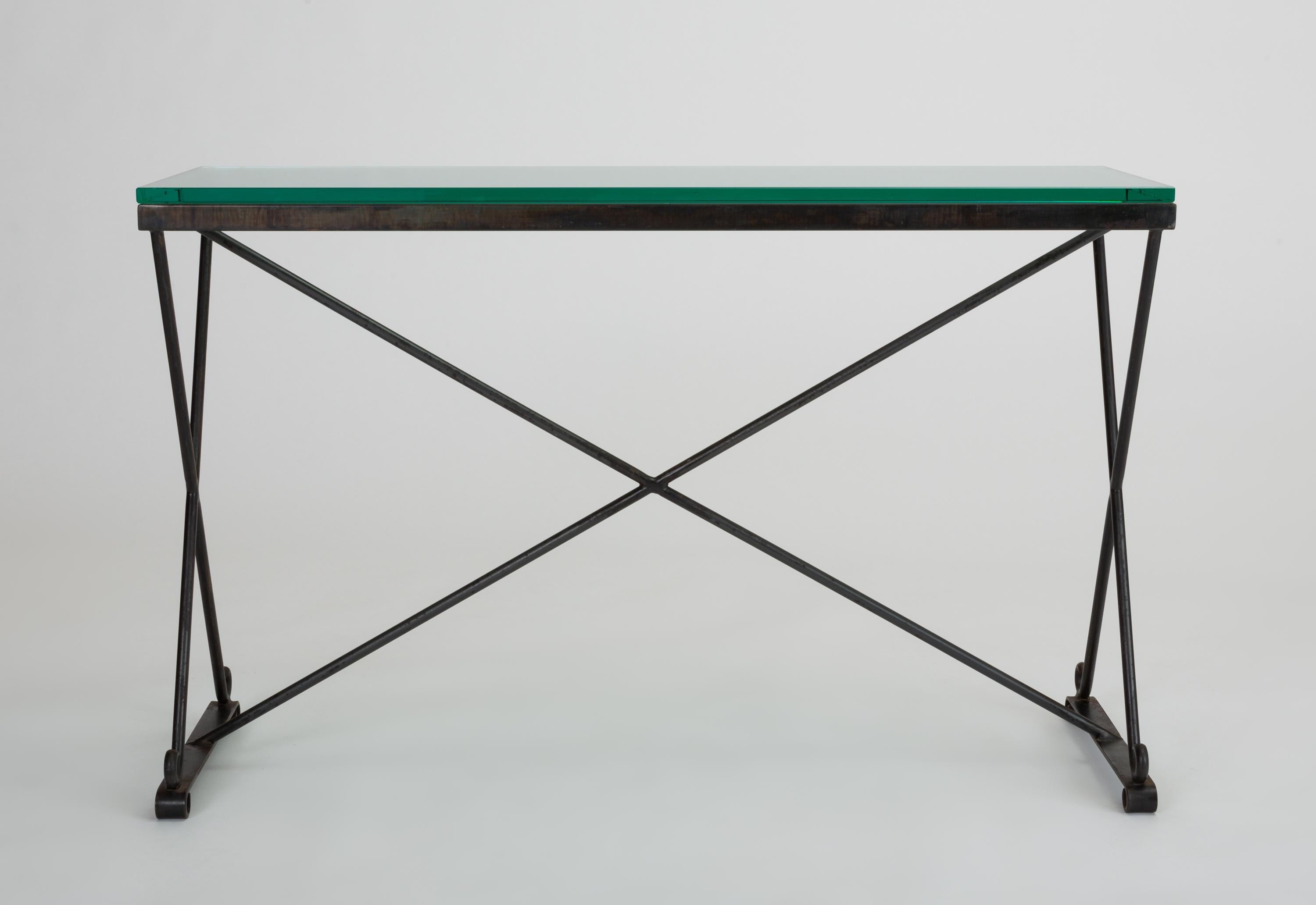 20th Century MidCentury American Wrought Iron Console Table