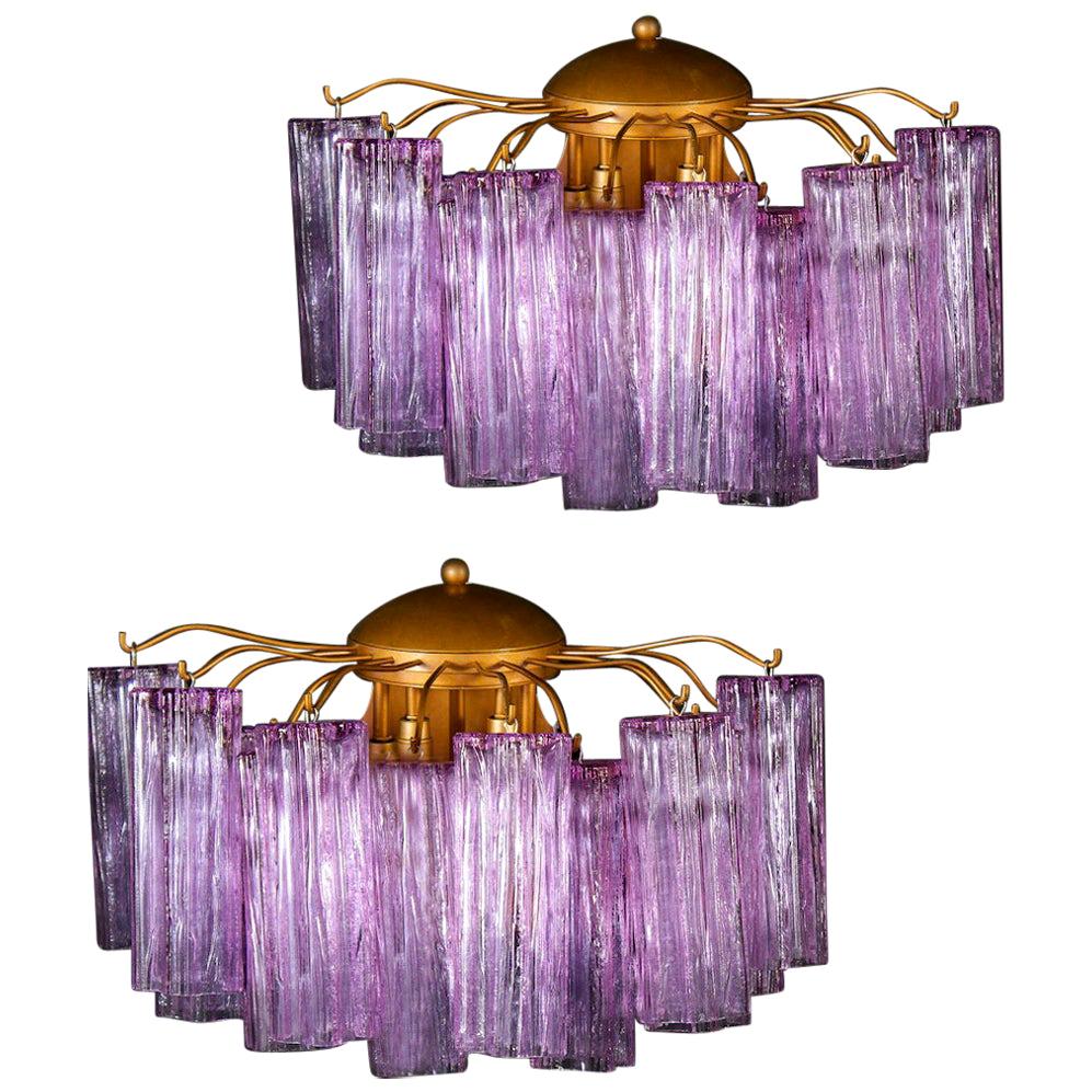 Midcentury Amethyst Color Murano Glass Scones For Sale