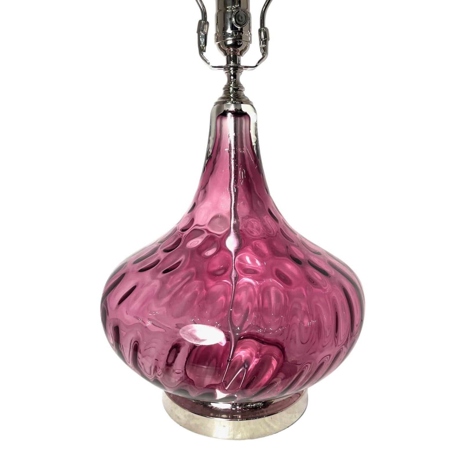 Italian Midcentury Amethyst Glass Table Lamp For Sale