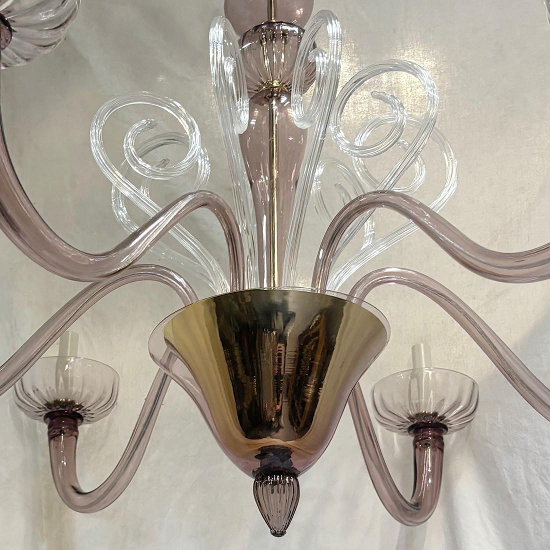 Amethyst-Murano-Kronleuchter aus der Mitte des Jahrhunderts (Mitte des 20. Jahrhunderts) im Angebot