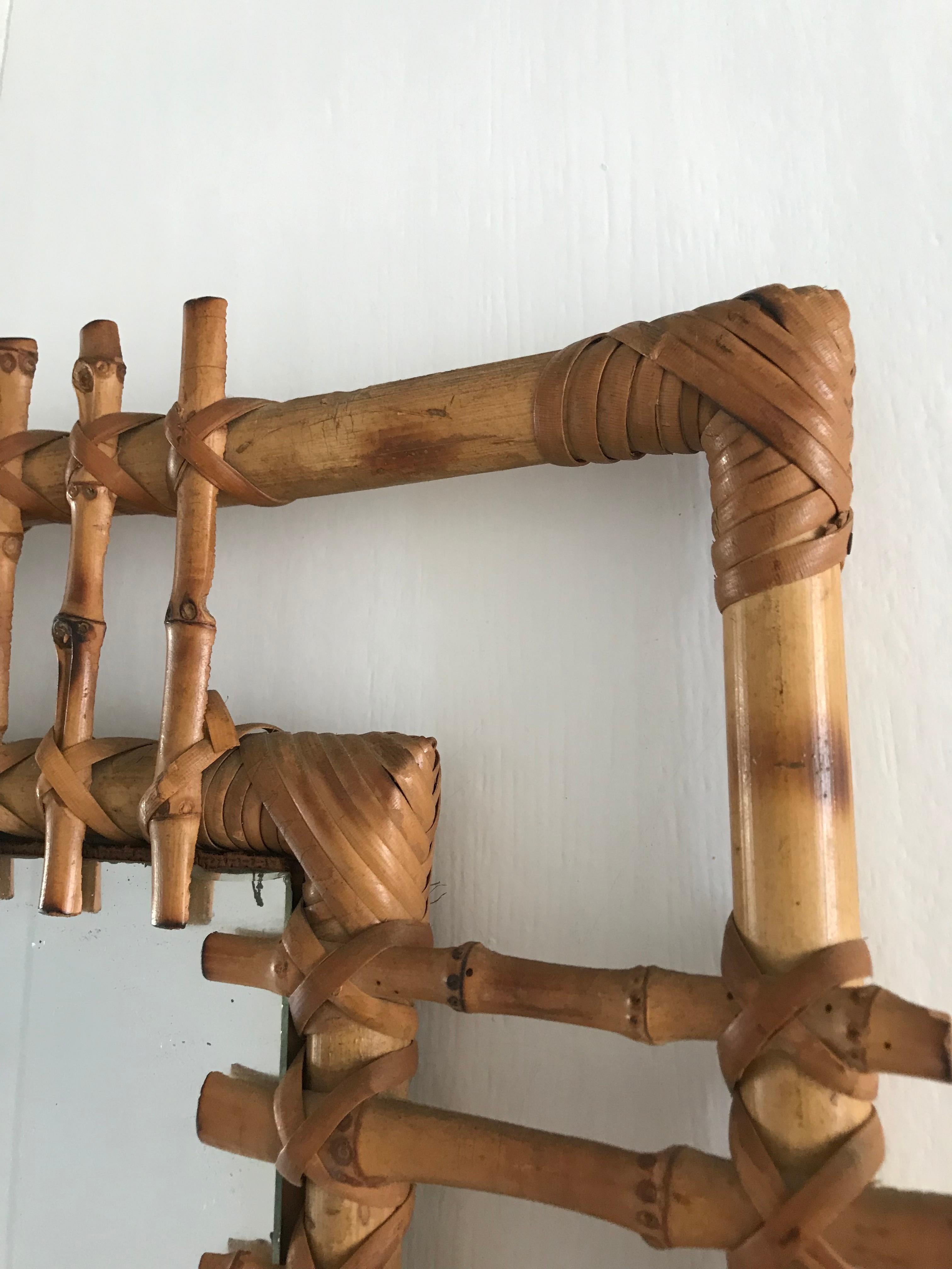 Midcentury and Handwoven, Stylishly Organic Cane on Bamboo Wall Mirror 7