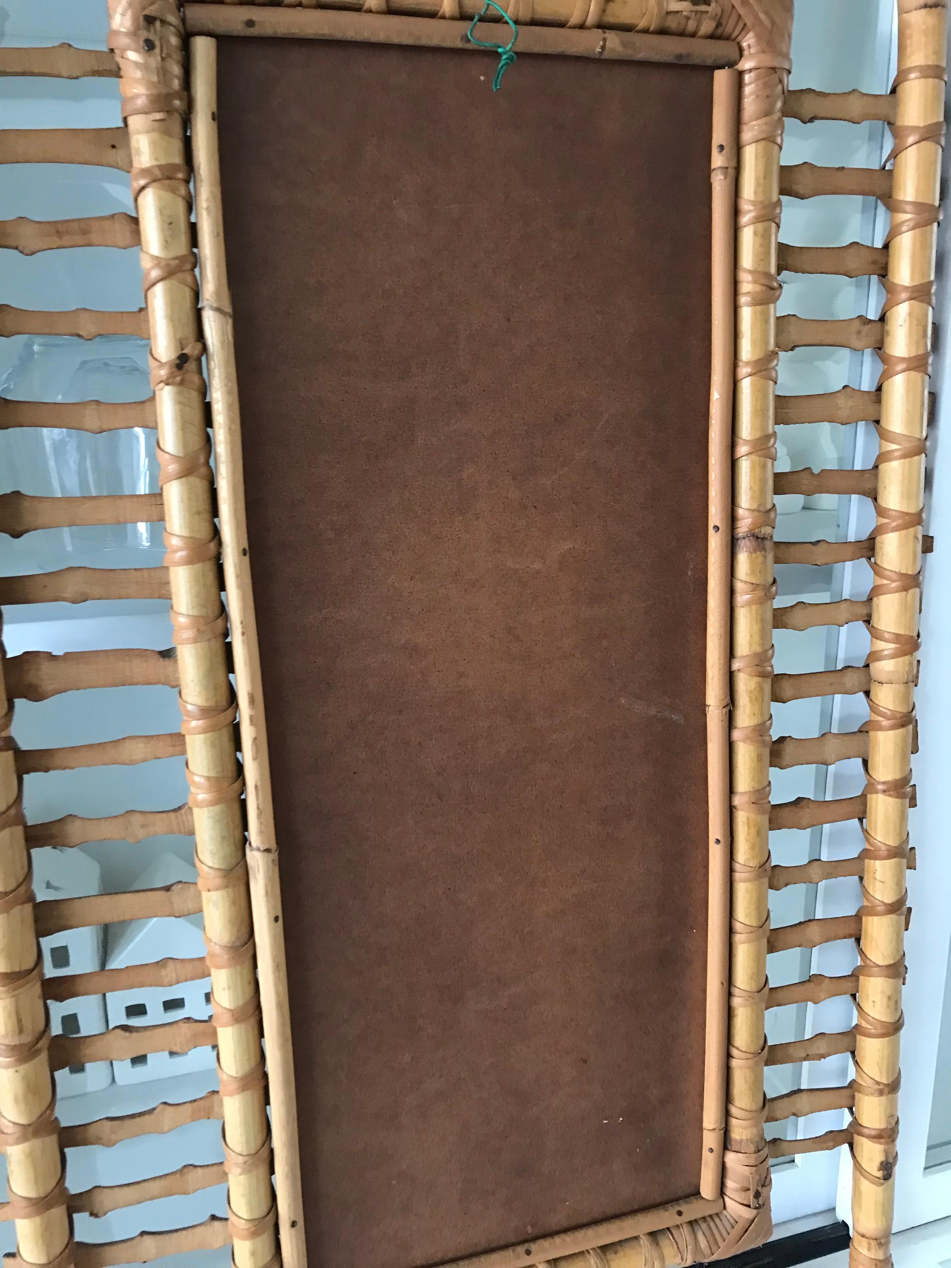 Midcentury and Handwoven, Stylishly Organic Cane on Bamboo Wall Mirror 12