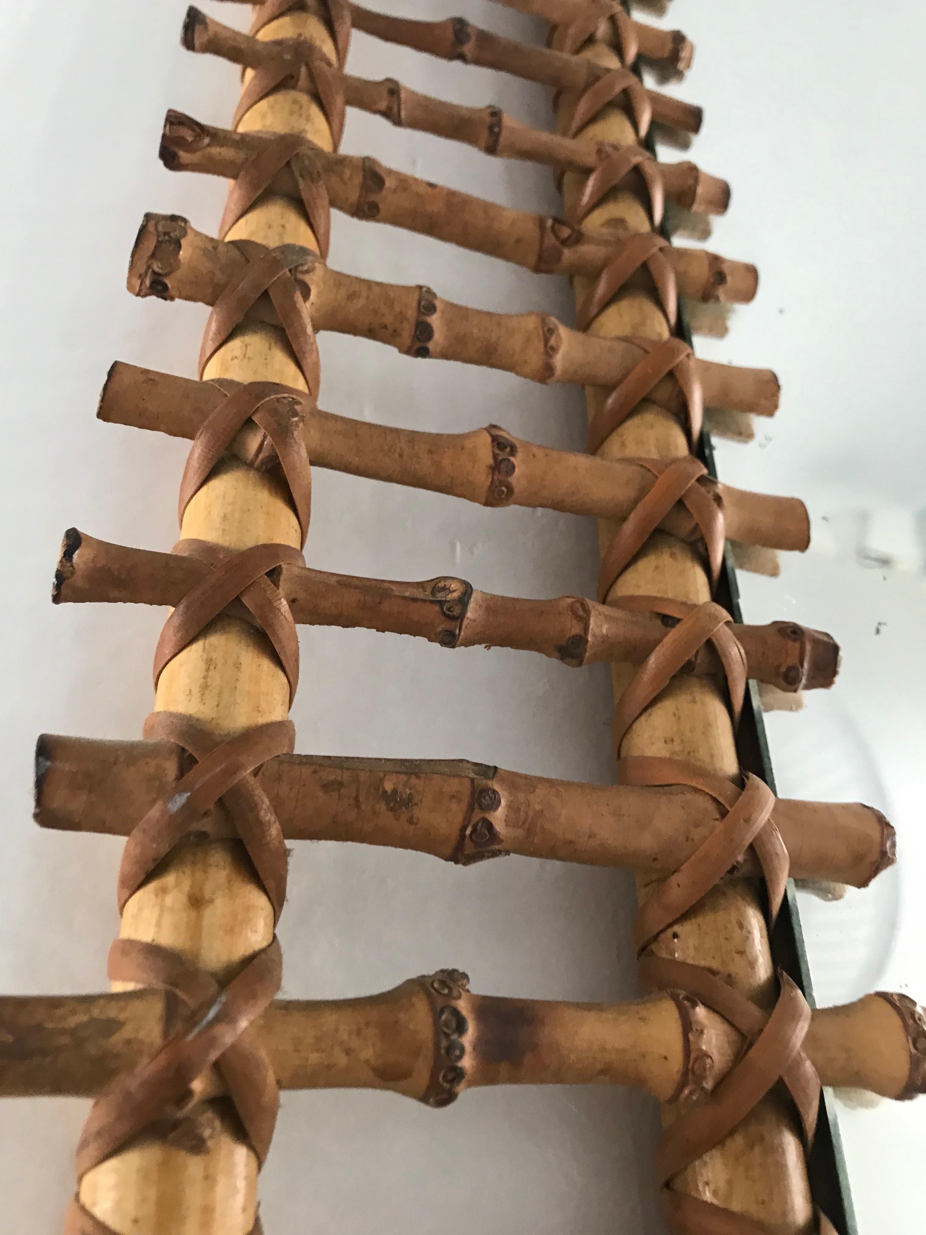 Midcentury and Handwoven, Stylishly Organic Cane on Bamboo Wall Mirror 1