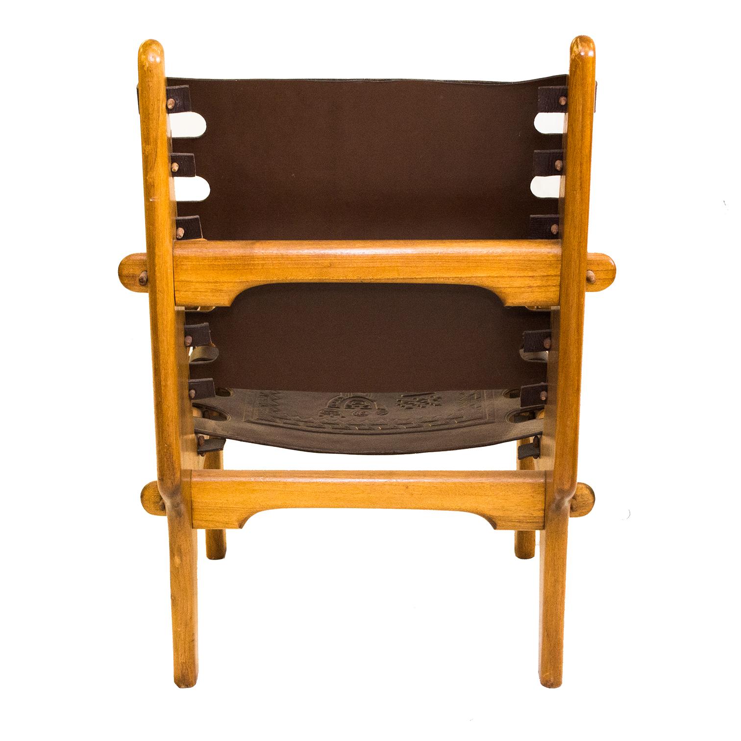 20th Century Midcentury Angel Pazmino Tooled Leather Chair