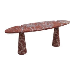 Mid Modern Angelo Mangiarotti Italian Eros Pair of Consoles tables in Red Marble
