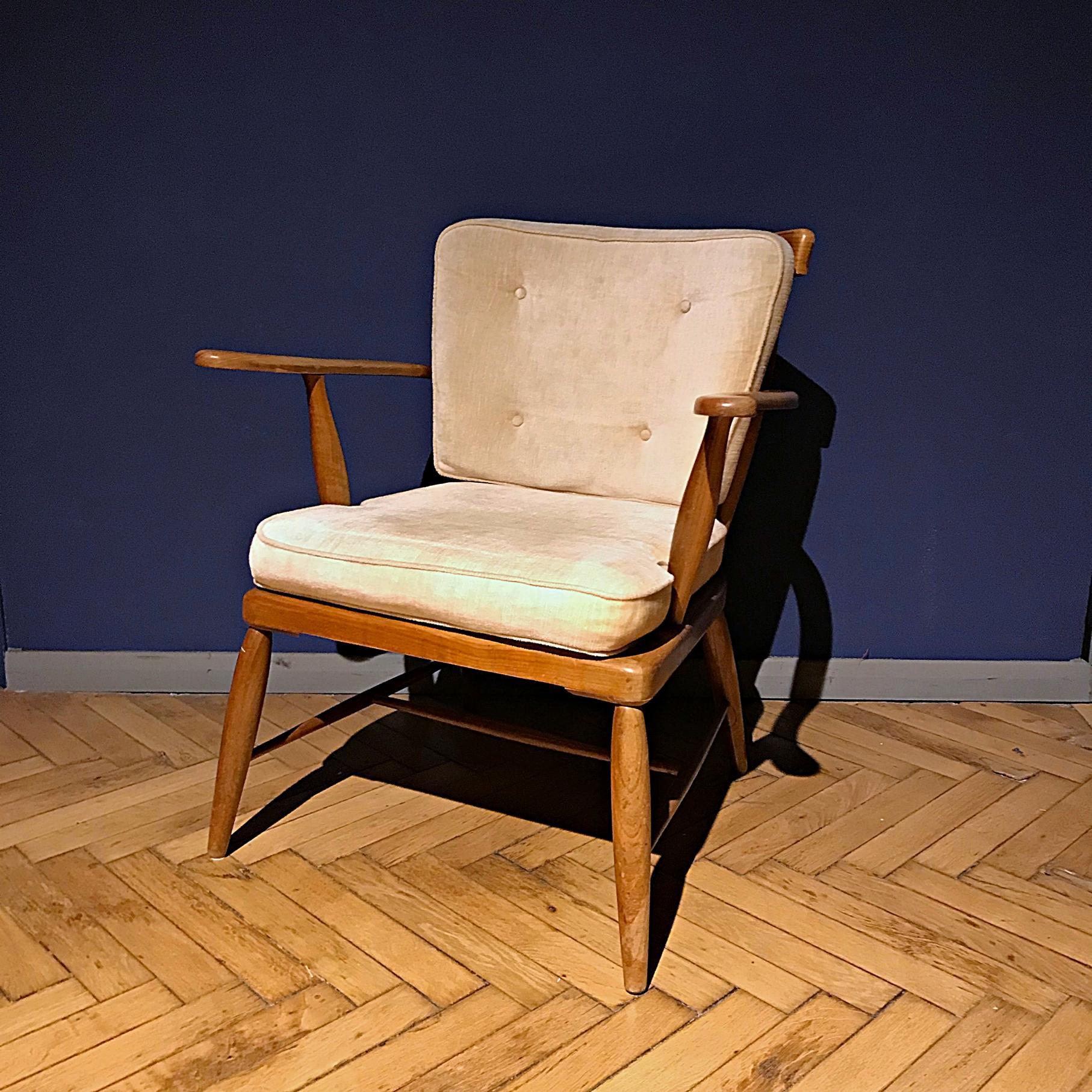 Midcentury Anna-Lülja Praun Walnut Wood Lounge Chair, 1950s, Austria 3