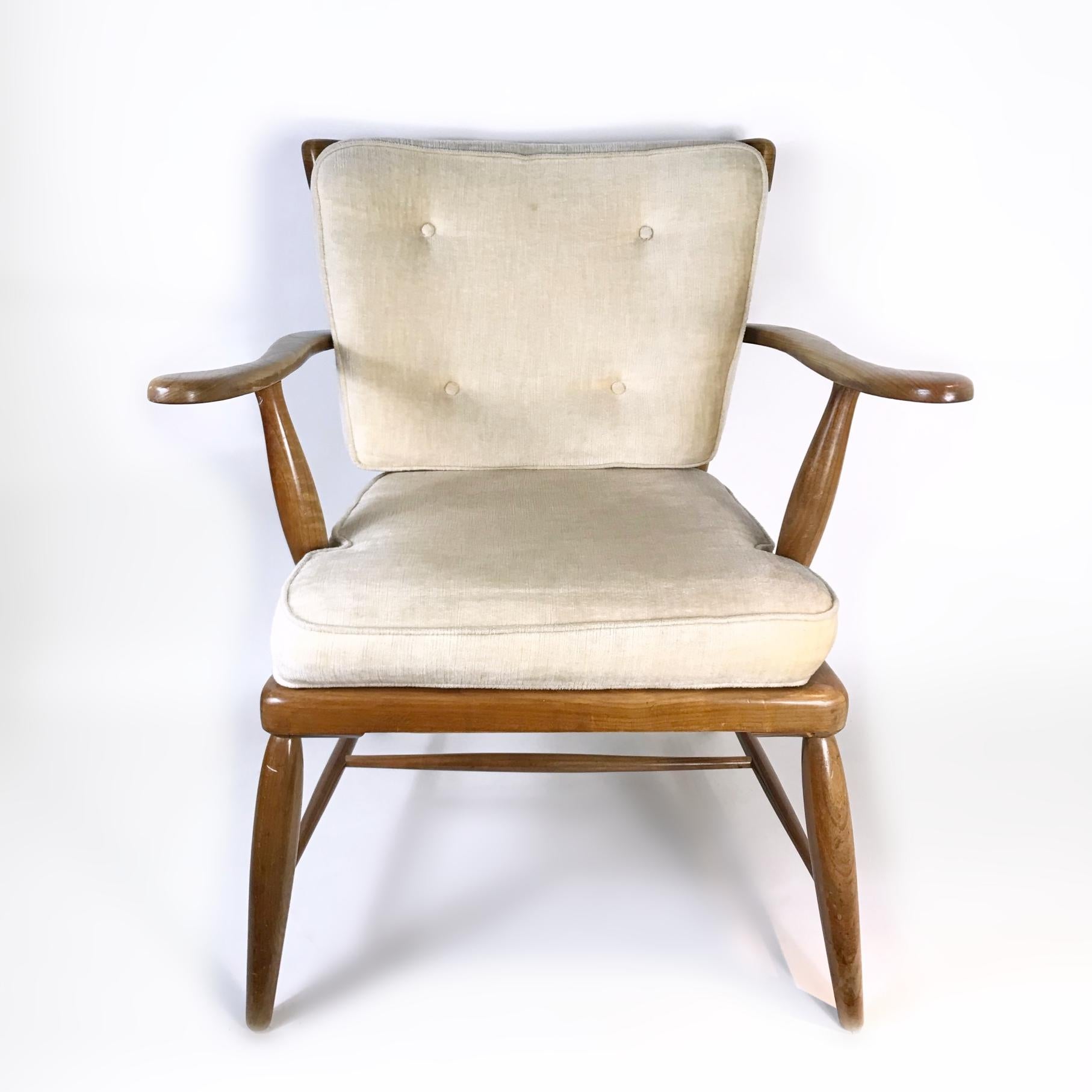 Mid-Century Modern Midcentury Anna-Lülja Praun Walnut Wood Lounge Chair, 1950s, Austria